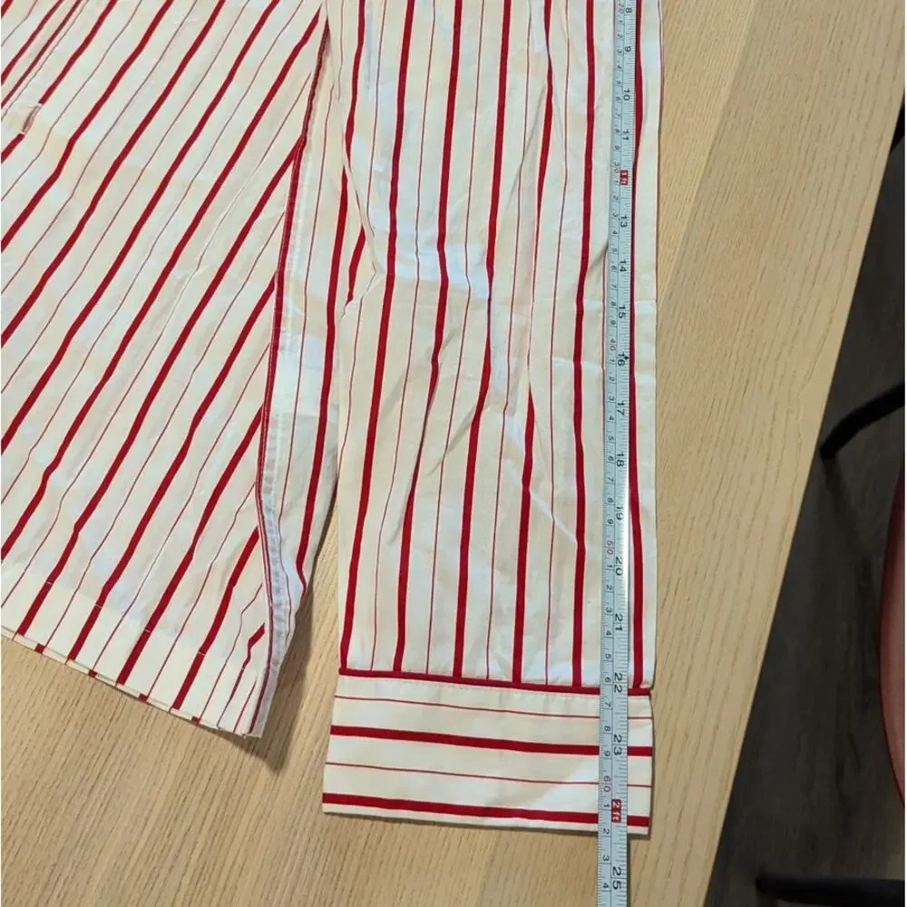 MENS Medium J. Crew Red and White Striped Cotton Pajama Set